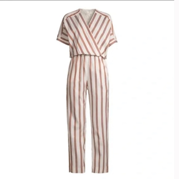 Maje Pieni wrap-effect striped twill jumpsuit - Size 40/US 8 - Picture 3 of 14